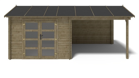 Caseta de jardín de madera 17.4 m2 - 5.79x3 m - 28 mm - impregnada