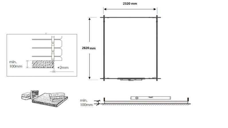 Caseta de jardín de madera 7.5 m2 - 2.5x3 m - 28 mm - impregnada