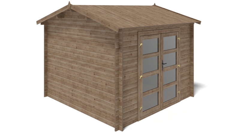 Caseta de jardín de madera 9 m2 - 3x3 m - 28 mm - impregnada