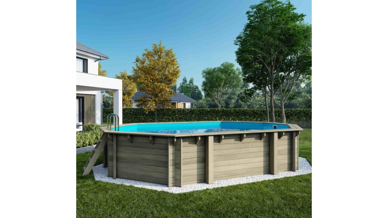 Piscina de madera 6.57x4.07 - H.1.2 m con marco de acero