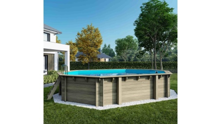 Piscina de madera 6.57x4.07 - H.1.2 m con marco de acero