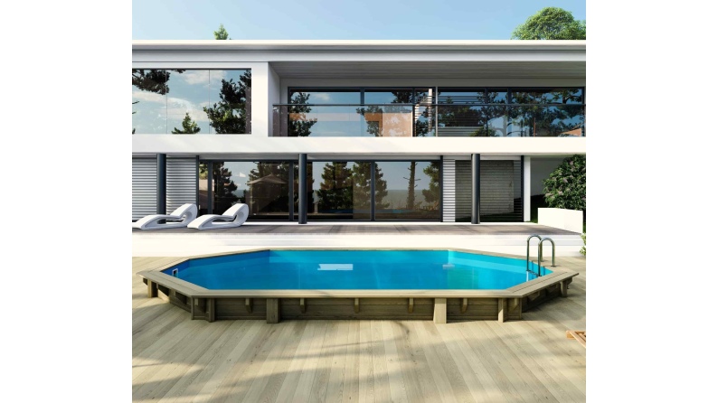 Piscina de madera 6.57x4.07 - H.1.2 m con marco de acero