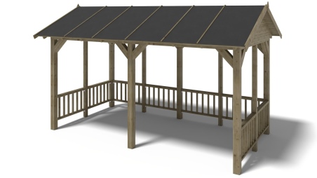 Pérgola de jardín 5x3.06 m con paneles - Impregnada