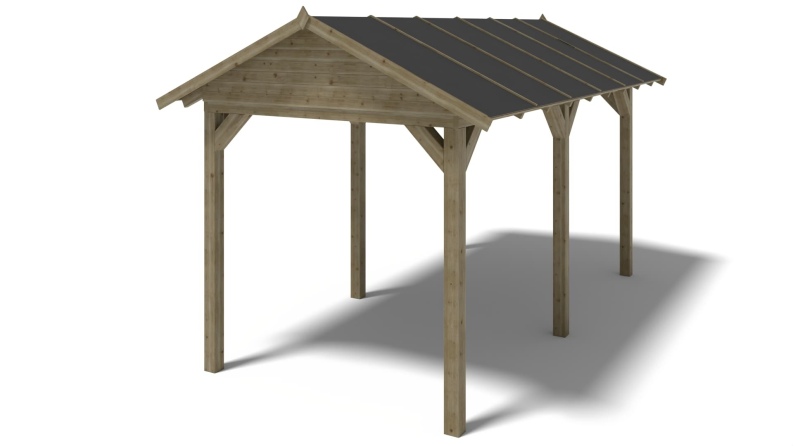 Pérgola de jardín 5x3.06 m con paneles - Impregnada