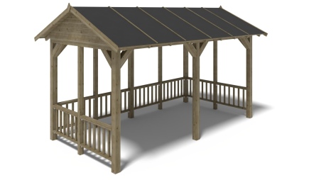 Pérgola de jardín 5x3.06 m con paneles - Impregnada