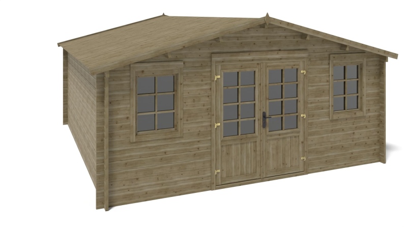 Caseta de jardín de madera 25 m2 - 5x5 m - 40 mm - impregnada