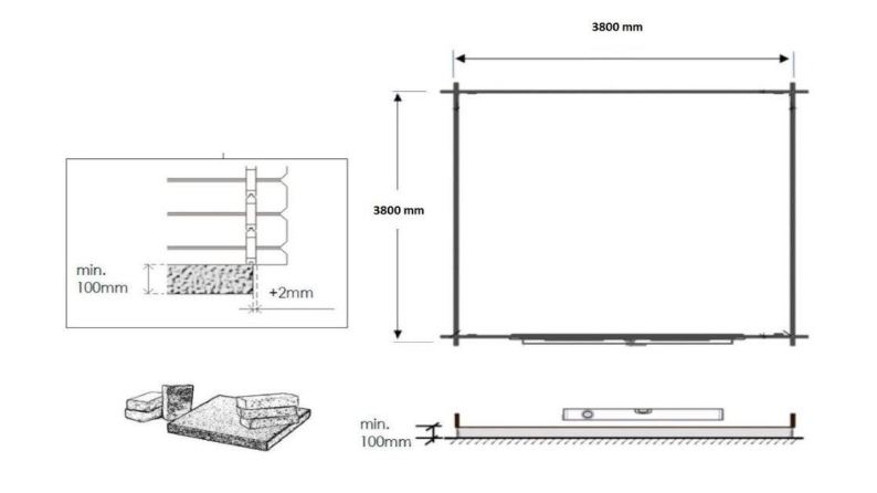 Caseta de jardín de madera 16 m2 - 4x4 m - 40 mm - impregnada