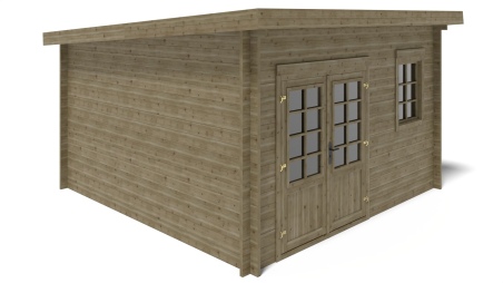 Caseta de jardín de madera 16 m2 - 4x4 m - 40 mm - impregnada