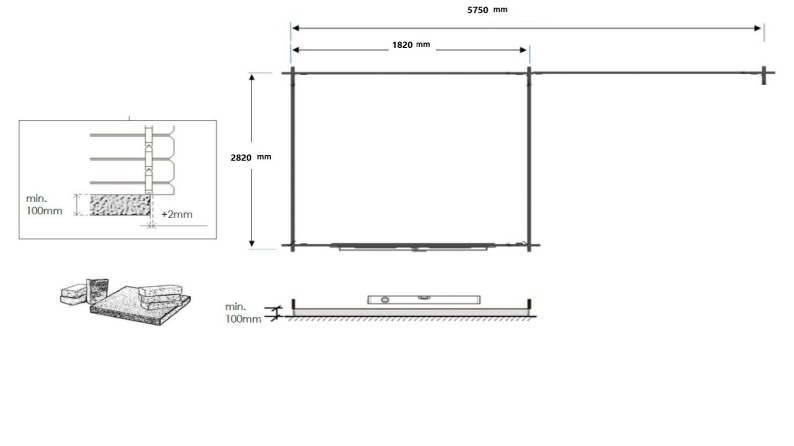 Caseta de jardín de madera 6 m2 - 5.84x3 m - 28 mm - impregnada