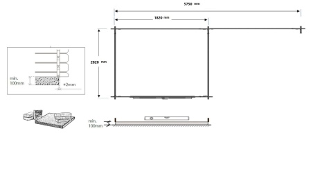 Caseta de jardín de madera 6 m2 - 5.84x3 m - 28 mm - impregnada