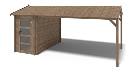 Caseta de jardín de madera – 1.5x3 m con extensión 1.5x2.76 m - 15.56 m² – impregnada