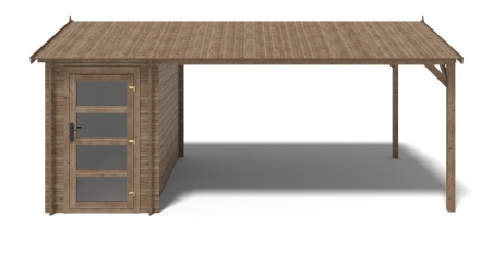Caseta de jardín de madera – 1.5x3 m con extensión 1.5x2.76 m - 15.56 m² – impregnada