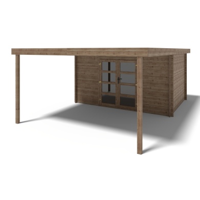 Caseta de jardín de madera – 4x3 m con extensión 4x2.76m - 12 m² – impregnada