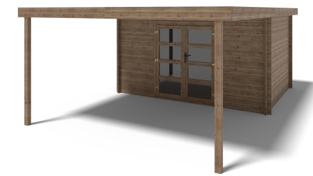 Caseta de jardín de madera – 4x3 m con extensión 4x2.76m - 12 m² – impregnada