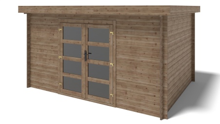 Caseta de jardín de madera – 4x3 m con extensión  x m - 12 m² – impregnada