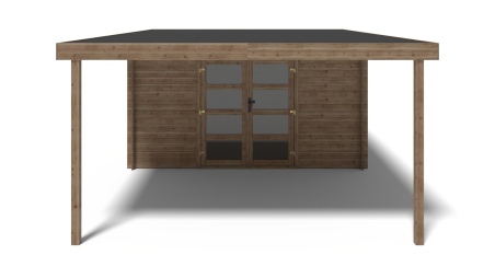 Caseta de jardín de madera – 4x3 m con extensión  x m - 12 m² – impregnada