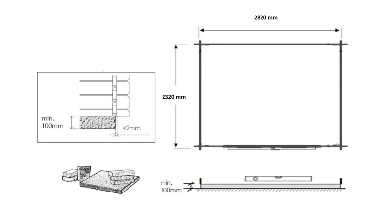 Caseta de jardín de madera 7.5 m2 - 3x2.5 m - 28 mm