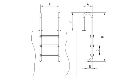 Escalera de piscina de acero inoxidable de  3 peldaños