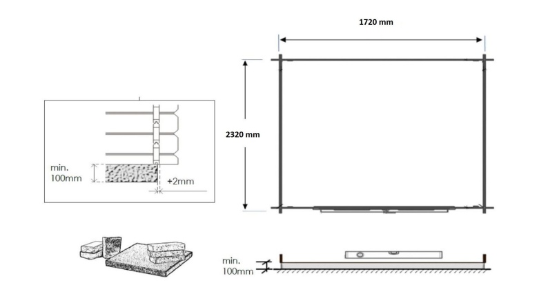 Caseta de jardín de madera 4.75 m2 - 1.9x2.5 m - 28 mm - impregnada