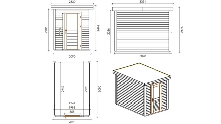 Caseta de jardín de madera Vala 2.09x3.09 m - 6.46 m2 - 28 mm – impregnada