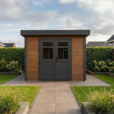 Caseta de jardín de madera Aura 3.09x3.09 m - 9.55 m2 - 28 mm – impregnada