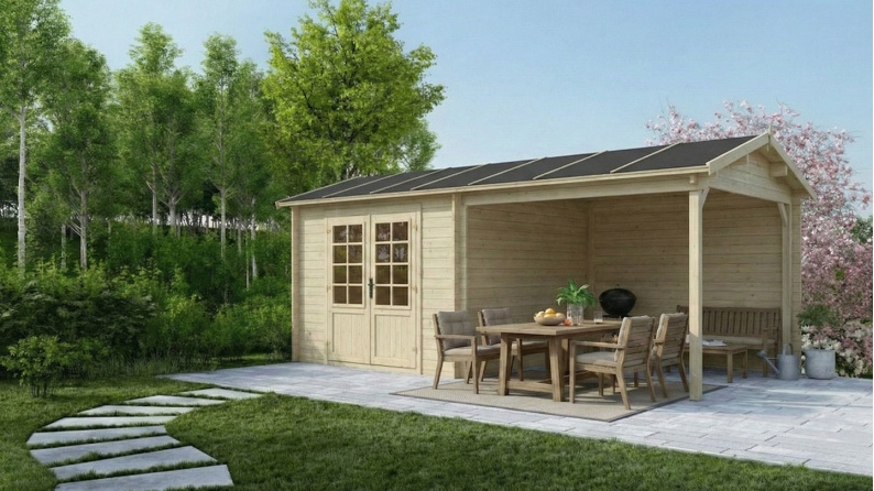 Caseta de jardín de madera 18 m2 - 5.79x3 m - 28 mm