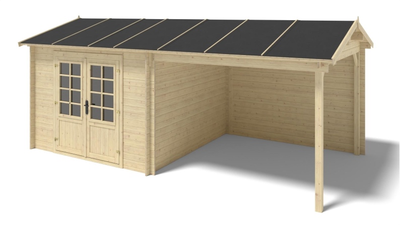 Caseta de jardín de madera 18 m2 - 5.79x3 m - 28 mm
