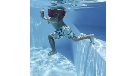 Piscina de madera NEMO 4.3 x 3 – H.1.18 m con playa, azul claro, sobre bastidor - sin solera