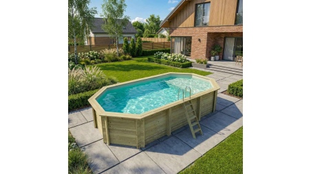 Piscina NEMO 7.3 x 3.97 – H.1.45 m con playa, arena, con vigas a encastrar en la solera