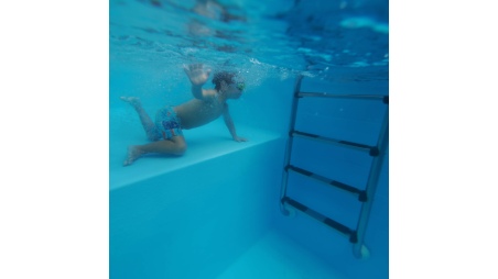 Piscina de madera NEMO 7.3 x 3.97 - H.1.45 m con playa, arena, con vigas a atornillar a la solera