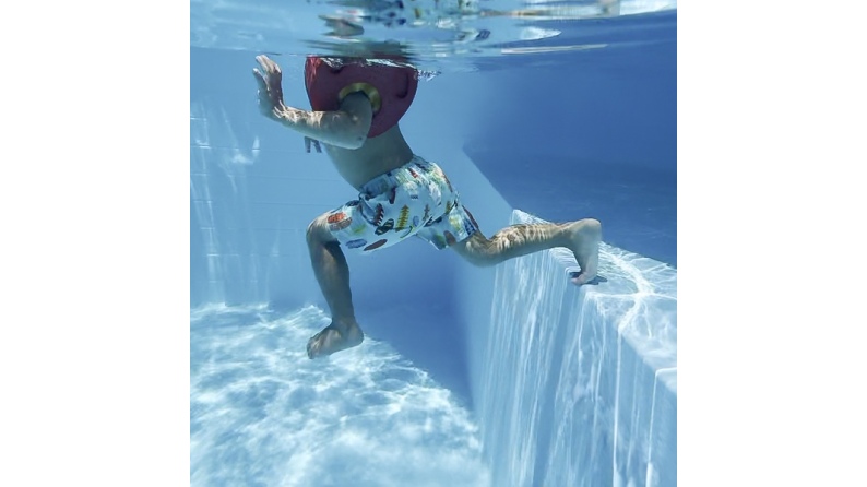 Piscina NEMO 7.3 x 3.97 – H.1.45 m con playa, azul claro, sobre bastidor - sin solera