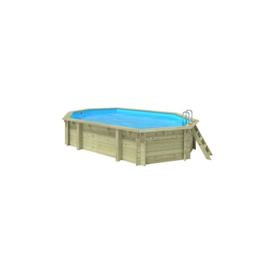 Piscina de madera Sao Paulo 6.57 x 4.07 – H.1.2 m, azul claro, con vigas a encastrar en la solera