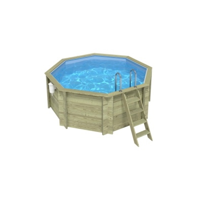 Piscina de madera CORAL 3.25 x 3.25 - H.1.18 m, azul claro, autoportante - sin solera