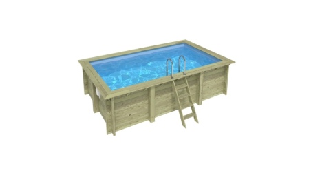 Piscina de madera AQUA 4.65 x 2.85 – H.1.24 m, azul claro, con vigas a encastrar en la solera