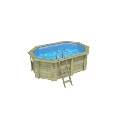 Piscina de madera NEMO 4.3 x 3 – H.1.31 m, azul claro, sobre bastidor - sin solera