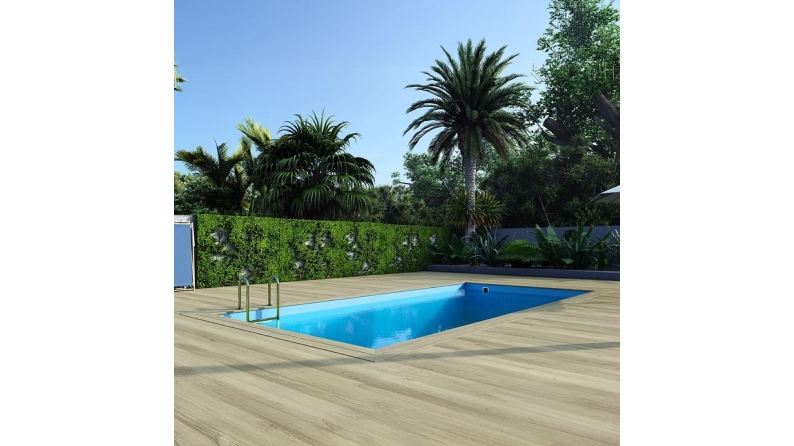 Piscina de madera AQUA 7 x 3.75 - H.1.45 m, azul claro, con vigas a atornillar a la solera