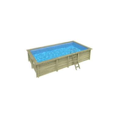 Piscina de madera AQUA 7 x 3.75 – H.1.45 m, azul claro, sobre bastidor - sin solera