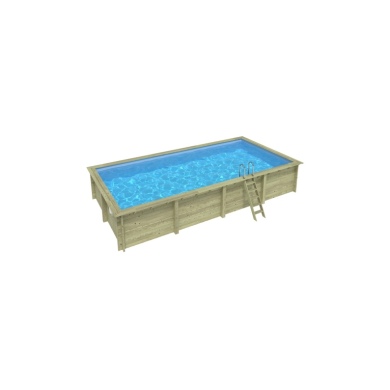 Piscina de madera AQUA 8.5 x 4.35 - H.1.45 m, azul claro, con vigas a atornillar a la solera