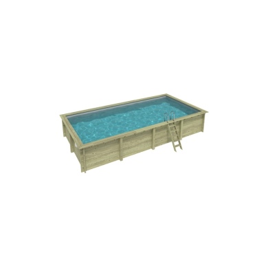 Piscina de madera AQUA 8.5 x 4.35 - H.1.45 m, gris, con vigas a atornillar a la solera