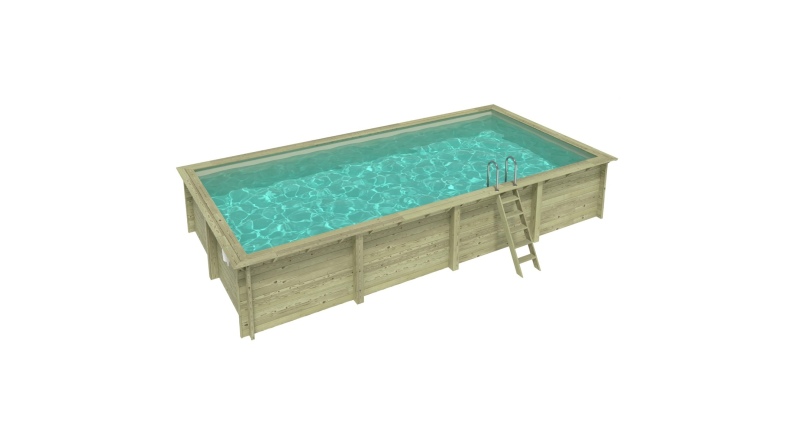 Piscina de madera AQUA 8.5 x 4.35 – H.1.45 m, arena, sobre bastidor - sin solera