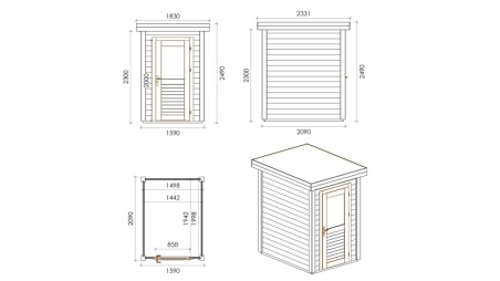 Caseta de jardín de madera Mira 1.59x2.09 m - 3.32 m2 - 28 mm – impregnada