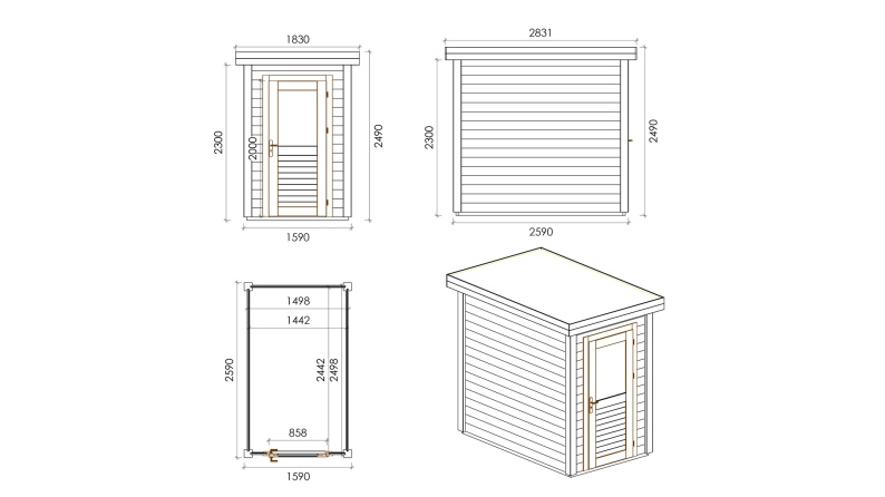 Caseta de jardín de madera Mira 1.59x2.59 m - 4.11 m2 - 28 mm – impregnada