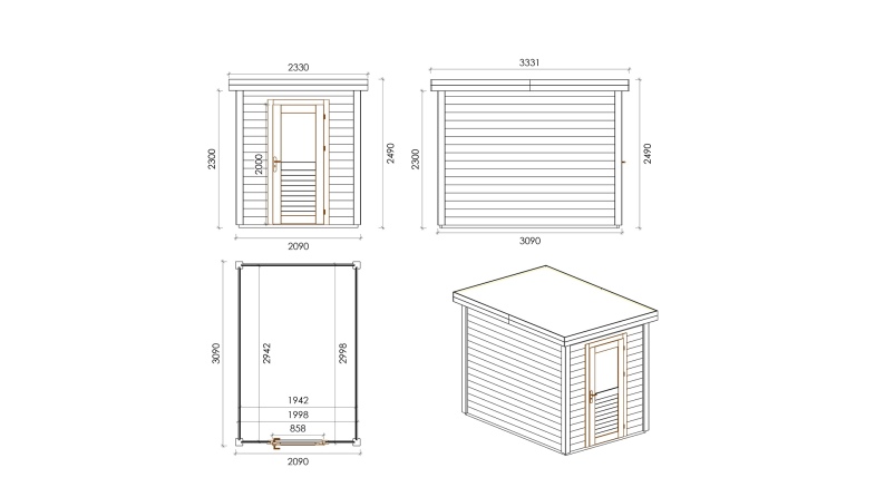 Caseta de jardín de madera Vala 2.09x3.09 m - 6.46 m2 - 28 mm – impregnada