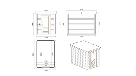 Caseta de jardín de madera Vala 2.09x3.09 m - 6.46 m2 - 28 mm – impregnada
