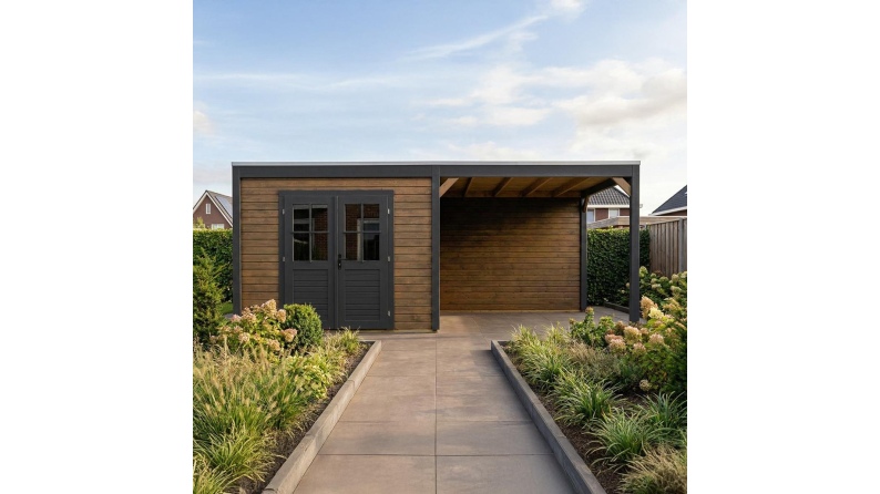 Caseta de jardín de madera Sora 6.06x3.09 m - 18.73 m2 - 28 mm – impregnada