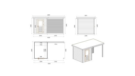 Caseta de jardín de madera Vala 4.56x2.59 m - 11.81 m2 - 28 mm – impregnada