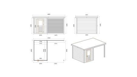 Caseta de jardín de madera Vala 4.56x3.09 m - 14.09 m2 - 28 mm – impregnada
