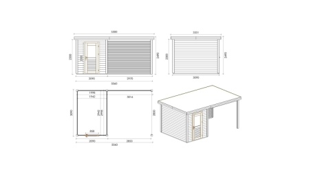 Caseta de jardín de madera Vala 5.06x3.09 m - 15.63 m2 - 28 mm – impregnada