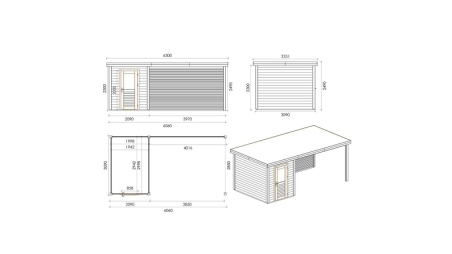Caseta de jardín de madera Vala 6.06x3.09 m - 18.72 m2 - 28 mm – impregnada