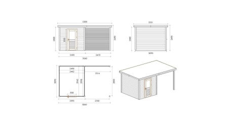 Caseta de jardín de madera Rava 5.06x3.09 m - 15.63 m2 - 28 mm – impregnada